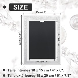 4 Pack 6 x 4 Inches Glass Photo Frames Crystal Glitter Mirrored Picture Frames Tabletop Display Portrait Landscape Frames Gifts - Silver