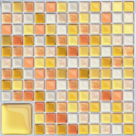 VANCORE Mosaic Tile Stickers, Kitchen Remake Sheet, Tile Stickers, Renovation, 3D Waterproof, Removable Wallpaper, Gold