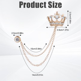 2 Pcs Crown Pins, Suit Accessories Men, Lapel Pin for Men, Brooch Pin, Suit Chain for Men, Suit Pins for Men, Crown Brooch Pin, Chain Brooch, Tuxedo Accessories Men, Wedding Brooch Pin (Gold & Silver) (Crown-A)