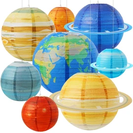 Space Planet - Linternas de papel de 12 pulgadas, sistema solar, decoración para colgar fuera de este mundo, espacio exterior, decoración de fiesta para niños, astronautas, suministros de fiesta temática, galaxia Tierra, decoración de cumpleaños, 8 unida