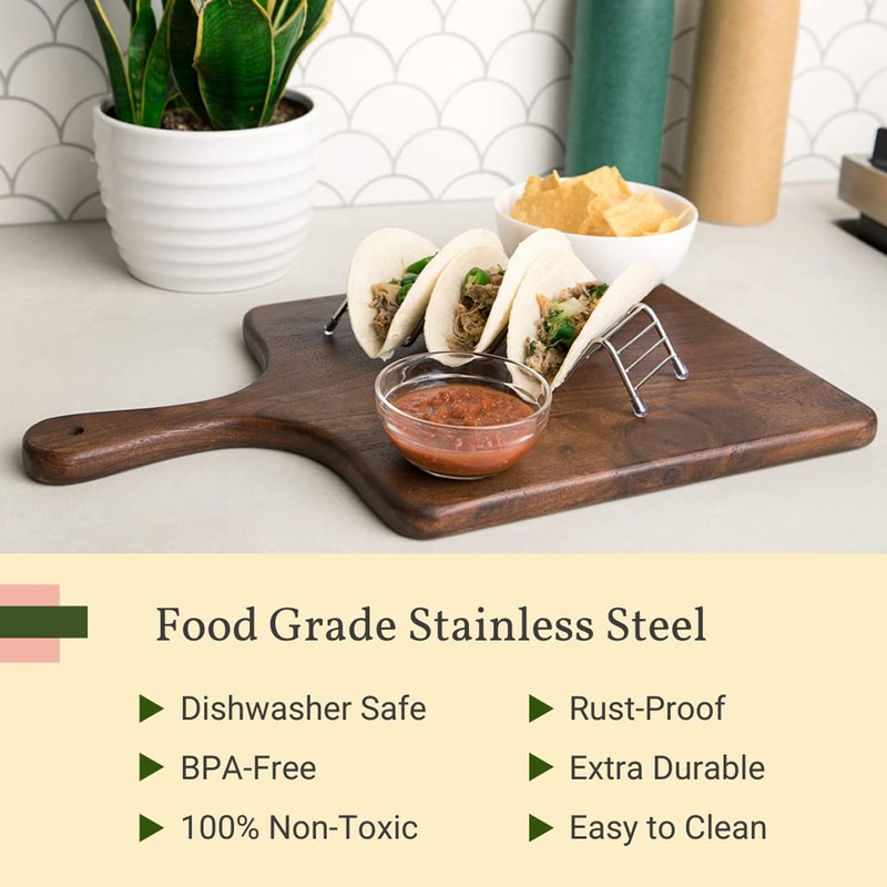 Taco Holder 4 Pack - Grated Stainless Steel Taco Stand
