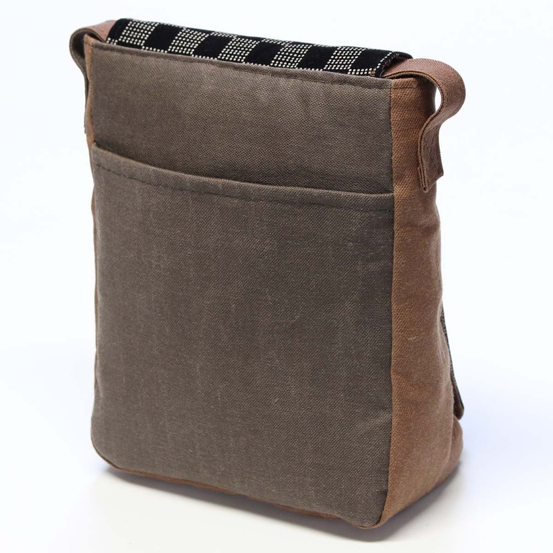 Men's Kimono Kato Shoten Shoulder Bag, Persimmon Shibuzome Inden Pattern,