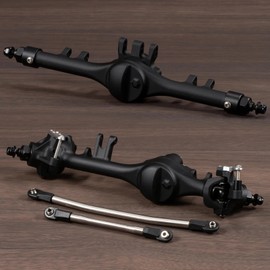 Machined Aluminum F10T Offset Straight Axle for VS4-10 SCX10 II Leaf Chassis 1/10 RC Crawler Built (Black)