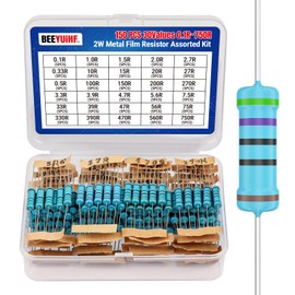 BEEYUIHF 2W Metal Film Resistor Assortment Kit 30 Values 150Pcs 2 Watt Metal Film Fixed Resistors Variety Pack (0.1 Ohm - 750 Ohm) ±1% Tolerance