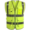 XIAKE 9 Pockets High Visibility Reflective Safety Vest, Zipper Front,