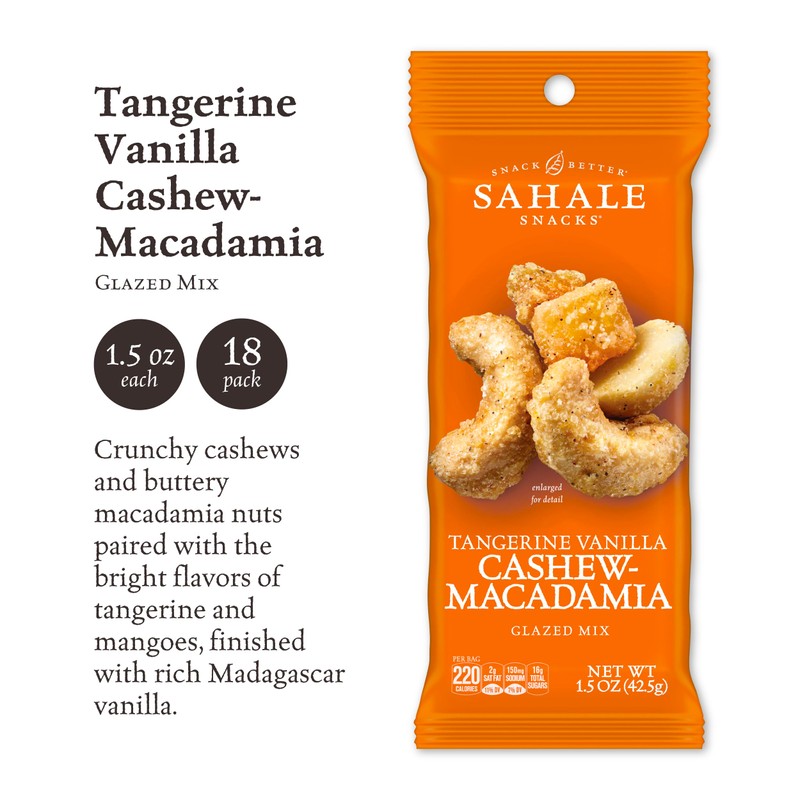 Sahale Snacks Tangerine Vanilla Cashew-Macadamia Glazed Mix,1.5 oz Grab &