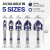 Vearter 5pcs 1/4-3/4'' HSS Countersink Drill Bit 82° 5-Flute Chamfer