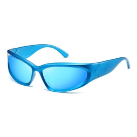 kimorn Y2K Wrap Around Polarized Sunglasses Womens men Swift Oval Fashion Sport Shades Sun Glasses K1273 (Blue)