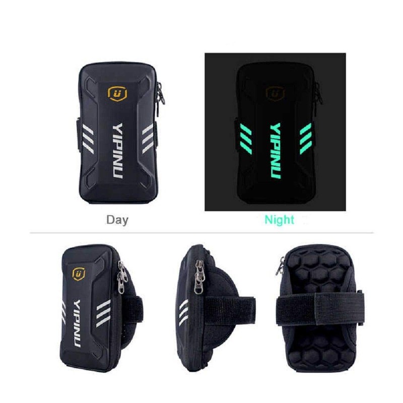 DFVmobile Waterproof Reflective Armband Case with 2 Compartments for Sport