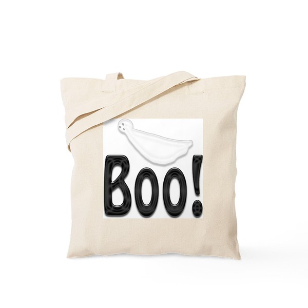 CafePress Boo! Halloween Ghost Tote Bag Reusable Natural Beige Canvas