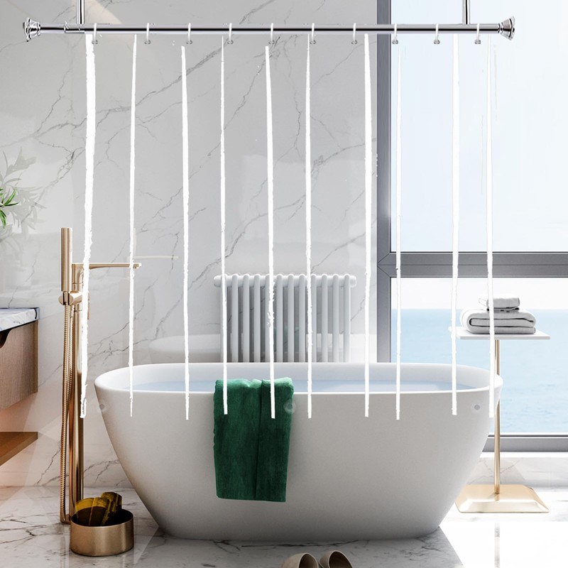 YISURE Shower Curtain Transparent Short 150 cm Height Shorter Shower