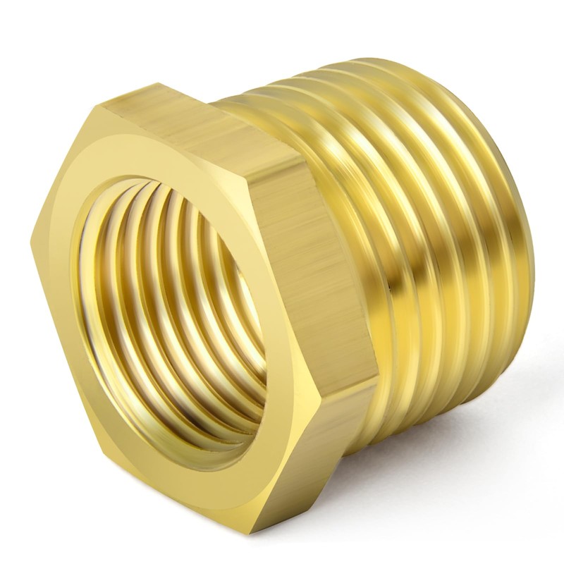 TAISHER 5 Pcs Brass Reducer Hex Bushing Threaded Pipe Fitting