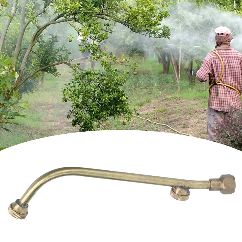Garden Sprayer Nozzle Double Outlets Brass Agricultural Water Mist Atomizing
