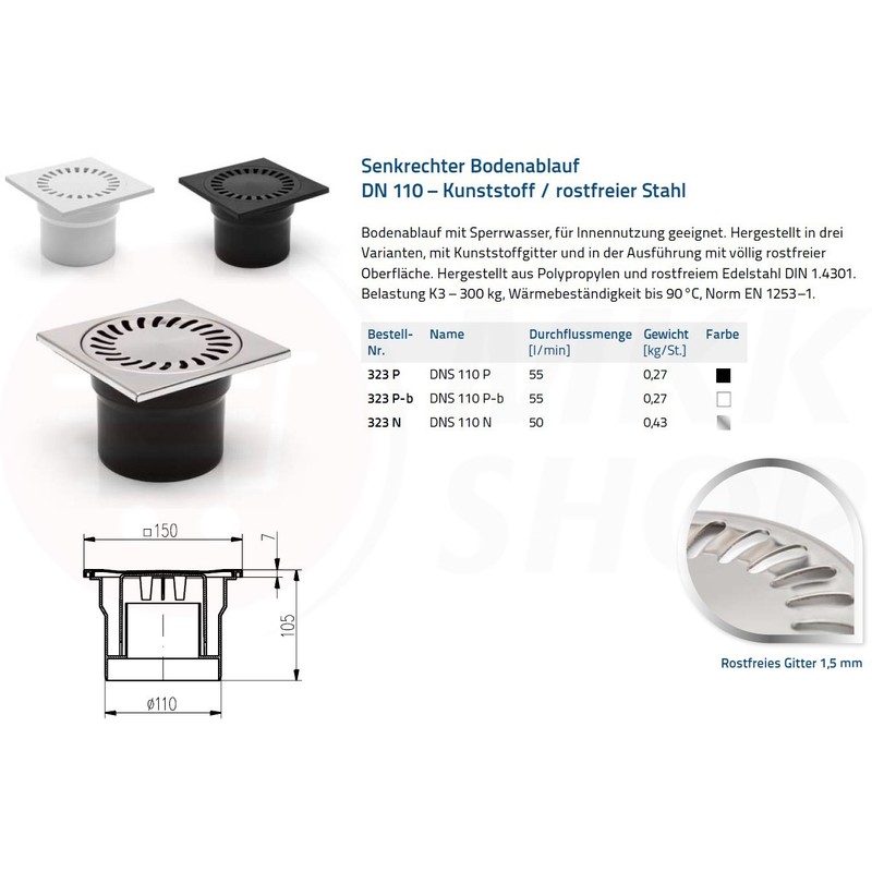 Vertical floor White Black Stainless Steel Shower Drain Bathroom Drain