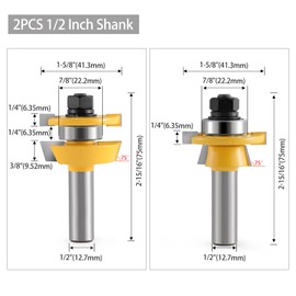 Hozly Shaker Rail and Stile Router Bits ,Cabinet Door Rail and Stile Router Bits Shaker ,1/2 Shank Router Bit Set