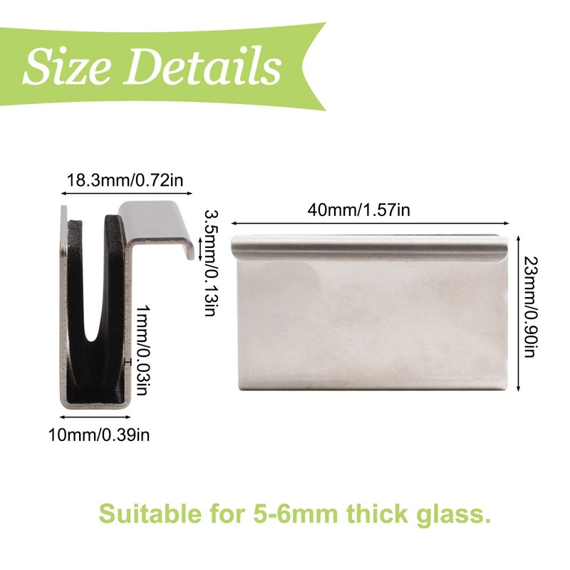UFURMATE Glass Door Handle 4Pcs Cabinet Finger Pull Handle Silver