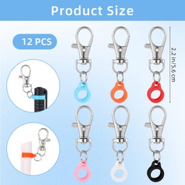 Wanmu 12Pcs Retractable Pen Holders, Badge Reel Clip Holders with Lobster Clasp, Silicone Pen Holder, Pen Clip Converters & Holder Accessories for Lanyard, Nurses, and X-ray Marker Holder