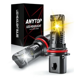 ANYTOP 9004 HB1 LED Faros Dos Colores,Luz Alta 6500K Blanca y Luz Baja 3000K Amarilla, Kits de Conversión Delanteros para Carros,32000LM 900% Brillo,Plug and Play 2 Unidades