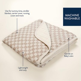 Itzy Ritzy Baby Blanket – Soft Cotton Muslin Multi-Use Blanket - Can Be Used as a Tummy Time Mat, Nursing Cover, Stroller Shade & More – Measures 30" x 40", Machine Washable (Checkerboard)