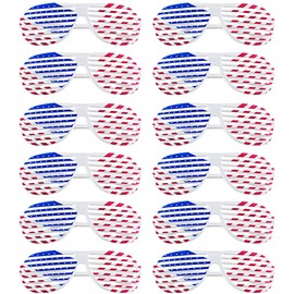 American Flag USA Patriotic Design Plastic Shutter Glasses Shades Sunglasses Eyewear for Party Props, Decoration (12 Pairs)