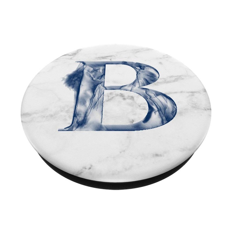 WHITE BLACK GREY MARBLE PHONE GRIP BLUE B LETTER B