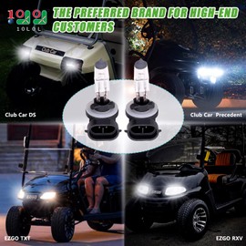 10L0L Golf Cart Halogen Headlight Bulb 37W 12V Light Bulb 886 for Club Car DS 1999-up & Precedent 2004-up, EZGO 1994-up Super Bright 2 PCS OEM# 101988101 74004-G01