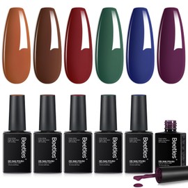 Beetles Brown Gel Polish Set - Twilight Grove Whisper Collection, 6 Colors Dark Brown Burgundy Colors Red Green Nails Art Soak Off Uv LED Nail Kit Minicure DIY Home Gifts for Women