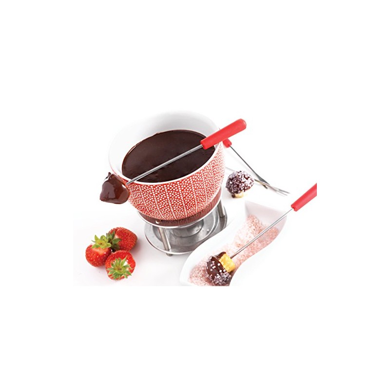 Mastrad Fondue Set - Includes Ceramic Fondue Pot, Stainless Steel