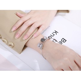 RIXERKOC Heart Charm Bracelet for Women Girls Stainless Steel Bracelets Love Pendant Jewellery Christmas Valentine's Day Mother's Day Gift for Mother Her, Metal