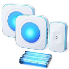 Wireless Doorbell Battery Operated Wireless Doorbell for Home 1200FT Hearing Impaired Doorbell with 1 Doorbell Button & 2 Portable Doorbell,36 Ringtones 4 Volume White FUHONGRUI