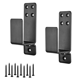 2 PCS Door Barricade Brackets, Metal U Bracket for 2x4 Lumber, Door Security Reinforcement Bracket Drop Open Bar Holder for Home Barn Garage (Black)