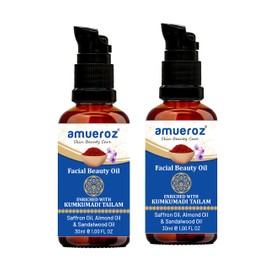 Amueroz Kumkumadi Tailam for Glowing Skin -PACK OF TWO. Kumkumadi Oil for Face - Brightening, Ageing, Whitening, Wrinkles, Fine Lines, Pigmentation - Women & Men - 30ml