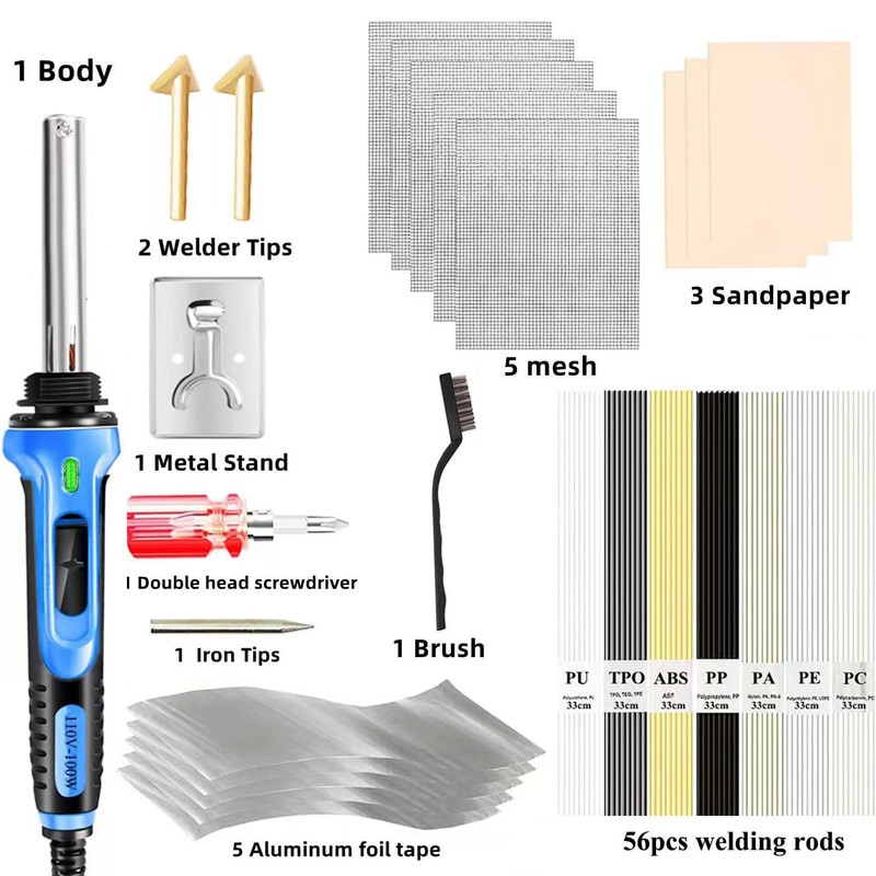 100W 2-in-1 Plastic Welding Kit & Soldering Iron Gun |