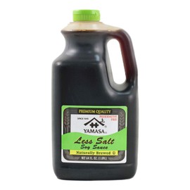 Yamasa Less Salt Soy Sauce. Low Sodium, Preservative Free, Kosher Premium Soy Sauce, 64 fl. oz. bottle (Pack of 1)