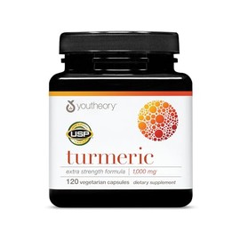 Youtheory Turmeric Extra Strength - 1,000 mg Curcumin C3 Complex - with Piperine & Bioenhancers - Turmeric Supplement for Muscle & Brain Health* - 120