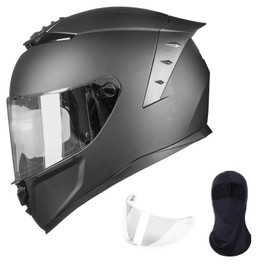 ILM Motorcycle Helmets Full Face for Men Women Cascos para Motos Powersports Motorbike Street Racing DOT Model MF566(MB Sliver,L)