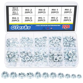 Glarks 220pcs M3 M4 M5 Zinc Plated Self Clinching Nuts Kit, Carbon Steel Round Head Rivet Nut, Knurled Self-Clinching Nut Fastener for Machinery Electrical Products, Industry