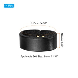 PATIKIL Leather Loop Keeper, 4 Pack Leather Loops Belt Keeper Loops Retainer Straps Replacement for 1.3"(34mm)/1.4"(38mm) Wide Belts/Straps, Black