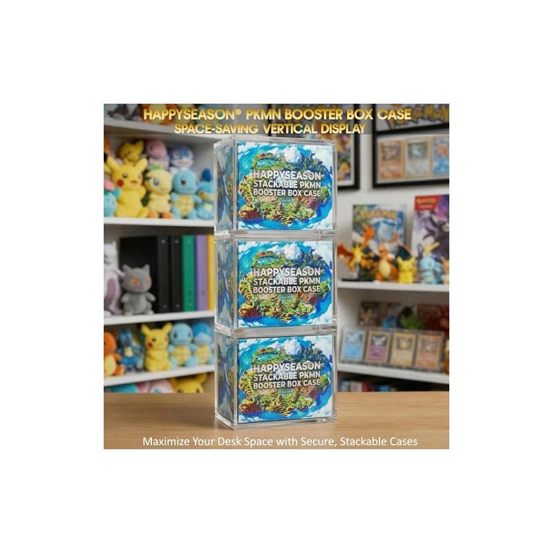 Happyseason Booster Box Acrylic Case, Magnetic Stacking Design, Rounded Edges,