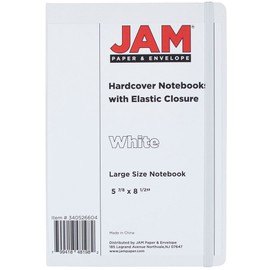 JAM Paper® Journals - White Hardcover Notebook with Elastic Band Closure - Large (5 7/8 x 8 1/2) - Sold Individually