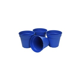 Mintra Home Garden Pots 4pk - Flowers, Herbs, Plants, Indoor, Outdoor, Colorful, Wholesale, Bulk (Blue, 11cm Diameter (4.3in))