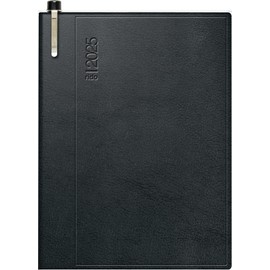 rido/idé Pocket Diary Model Partner/Industrie I (2025), 2 Pages = 1 Week, A7, 224 Pages, Plastic Cover Skivertex, Black