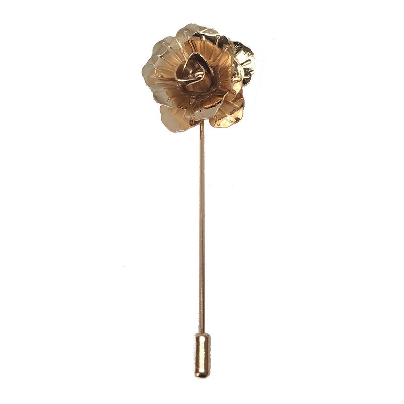 Gold Handmade Metal Flower/Rose Lapel Pin, Buttonhole, Corsage, Boutonniere