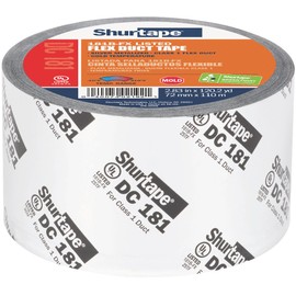 Shurtape DC 181 UL 181B-FX Listed/Printed Film Tape, 72mm x 110m, Metalized Print, 1 Roll (207113)