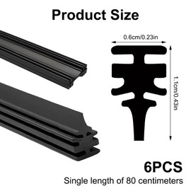 Pack of 6 Windscreen Wipers Rubber, 800 mm Car Wiper Rubber, Universal Windscreen Wiper Blades, Replacement Wiper Blades, Rubber Strips for Windscreen Wipers, for Most Cars (Black)