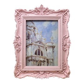 BILXIM Marco de Fotos Vintage de 5 x 7 Pulgadas, Marco de Fotos Antiguo Rosa Ornamentado para Colgar en la Pared o Mostrar en Mesa, Decoración Retro para el Hogar, Arte para Galería de Fotos