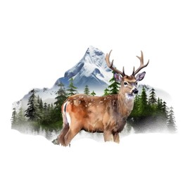GRAZDesign Wall Tattoo Deer in the Forest, Nature Wall Sticker for Living Room, Bedroom, Kitchen, Scandinavian - 49 x 30 cm