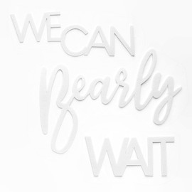 We Can Bearly Wait Sign for Baby Shower Backdrop - Felt Letter Bear Themed Baby Party Signs Banner for Boy Girl Baby Shower Gender Reveal 1st Birthday Wall Decor - White