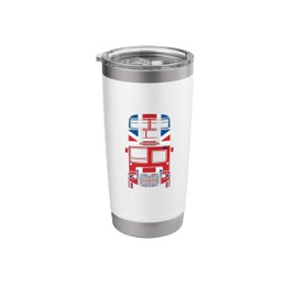 Famous London Double Decker Red Bus With UK Flag Pattern Stainless Steel Insulated Tumbler