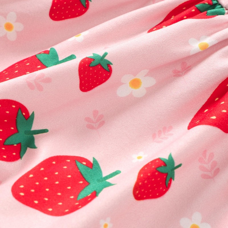GOTHLETIC Toddler Pink Strawberry Dresses Girls Summer Flutter Sleeve Shirred